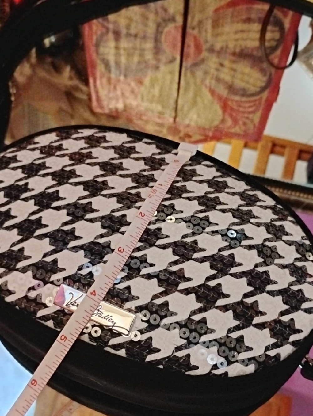 VERA Bradley Crossbody Black and White with Sequin Overlay.  Adjustable Strap - Picture 12 of 13